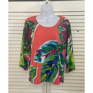 Chico’s Stretch 3/4 sleeve multi colored top size 1  Floral Print